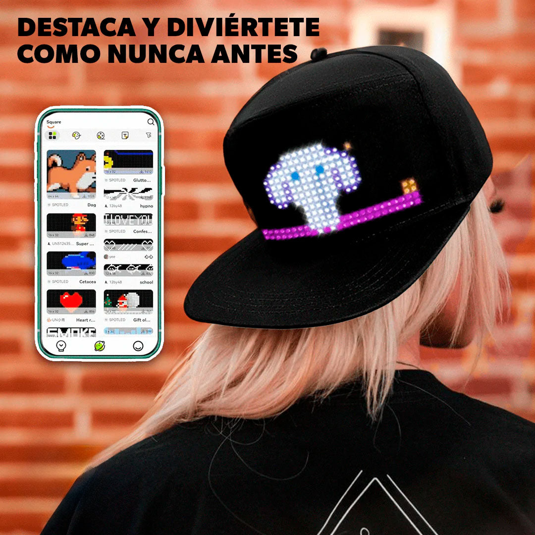 Gorra LED Programable – Mensajes Brillantes, Estilo Inconfundible🧢😎