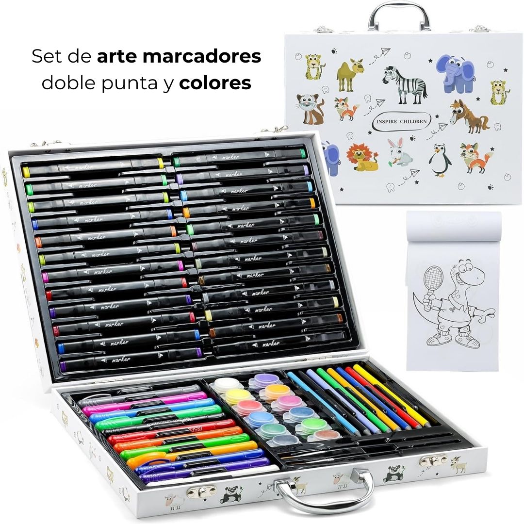 Set de arte marcadores doble punta y colores
