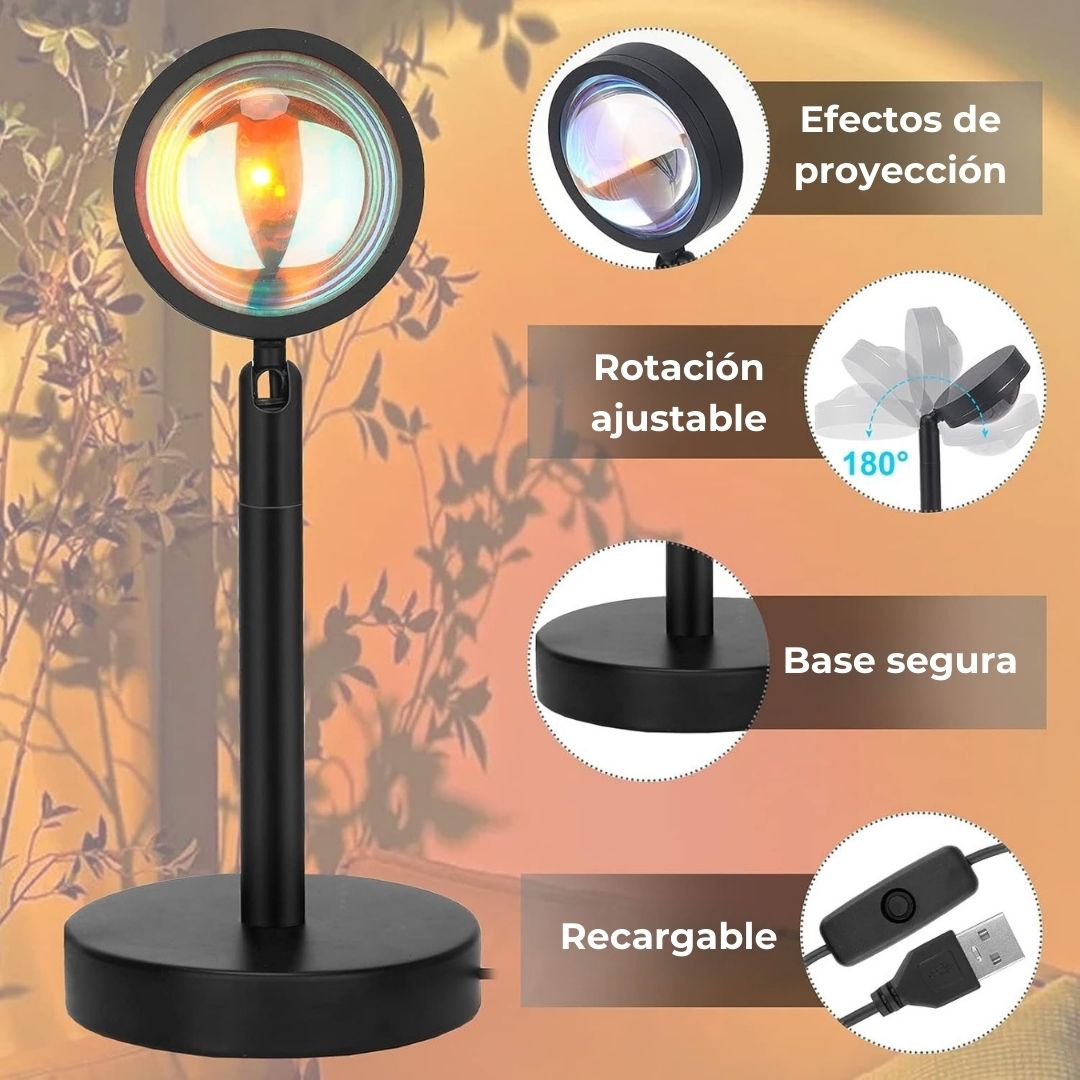 Lámpara led efecto puesta de sol