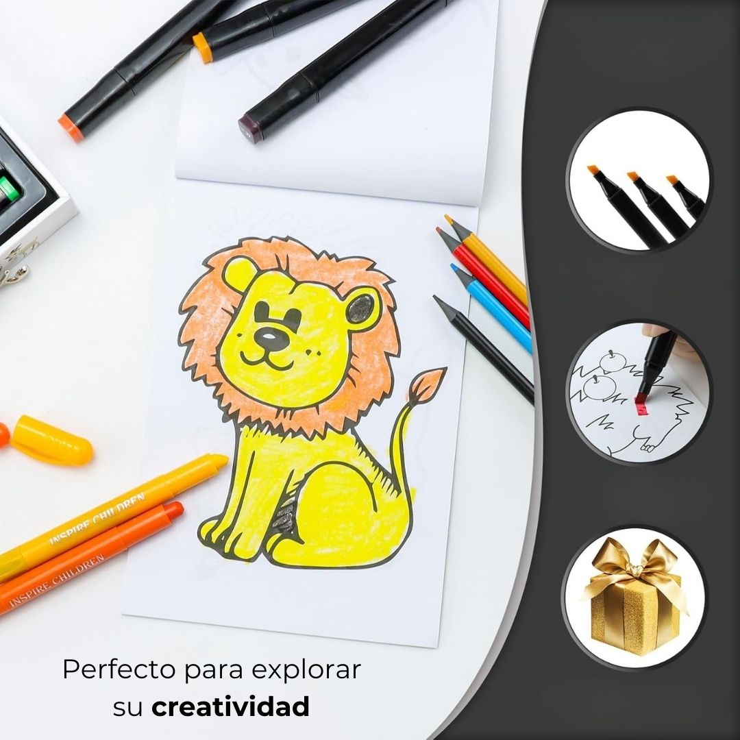 Set de arte marcadores doble punta y colores