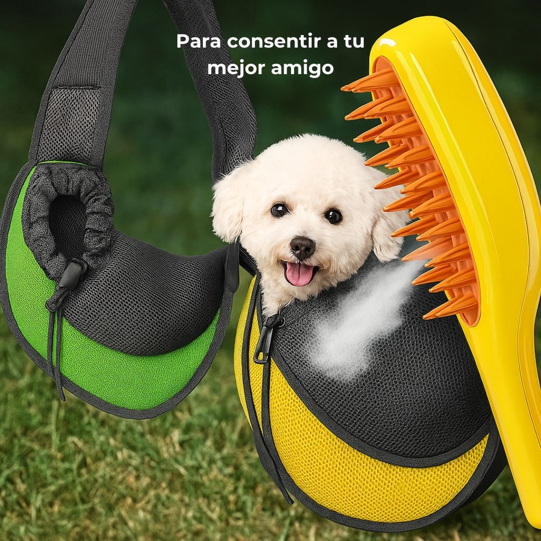 Morral cargador + Regalo cepillo vaporizador para mascotas