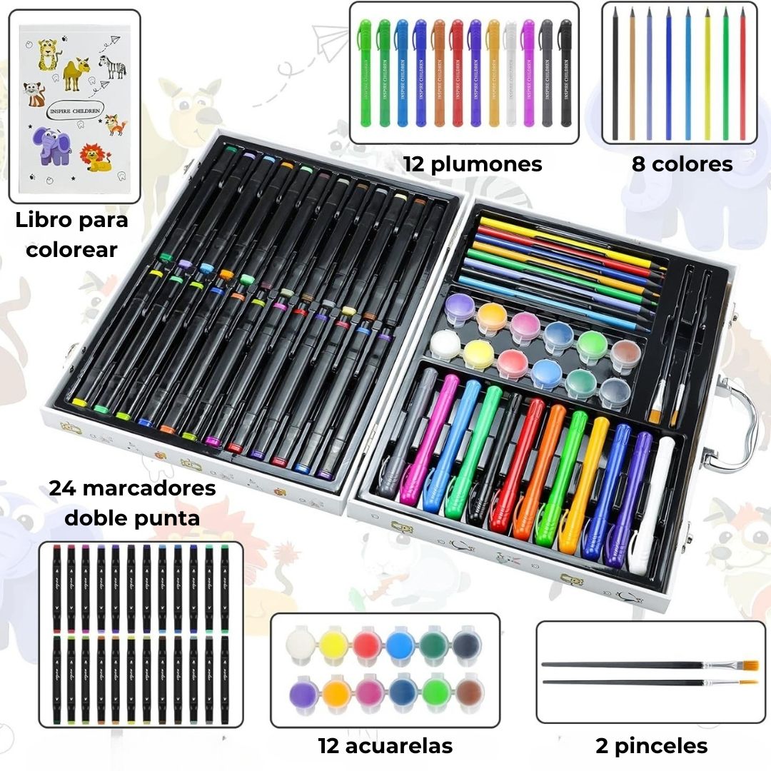 Set de arte marcadores doble punta y colores