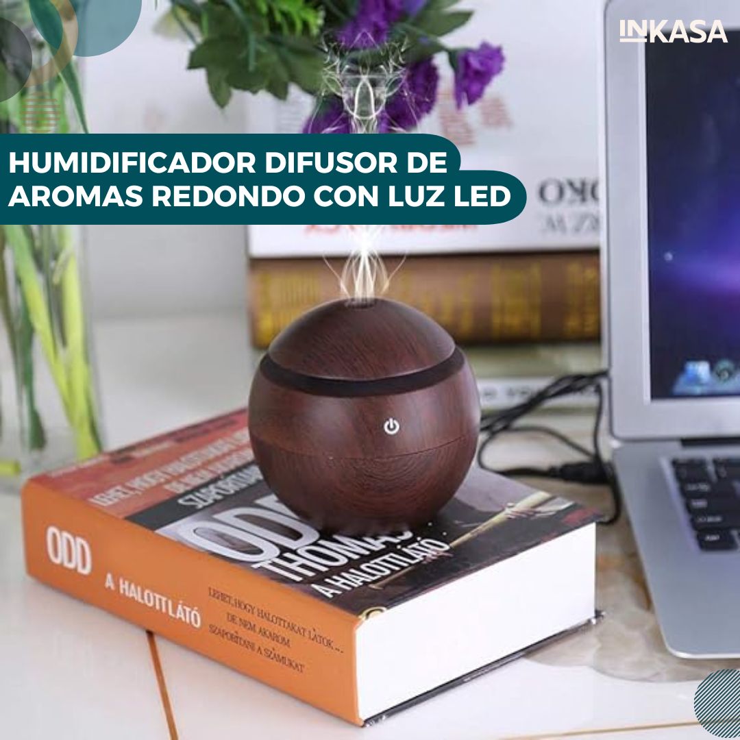 Humidificador difusor de aromas redondo con luz led