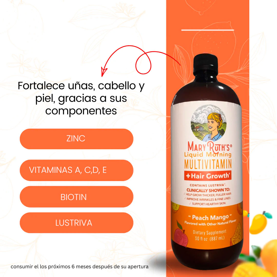 Multivitamínico Mary Ruth: Piel Radiante, Uñas y Cabello Fuertes ✨🧡