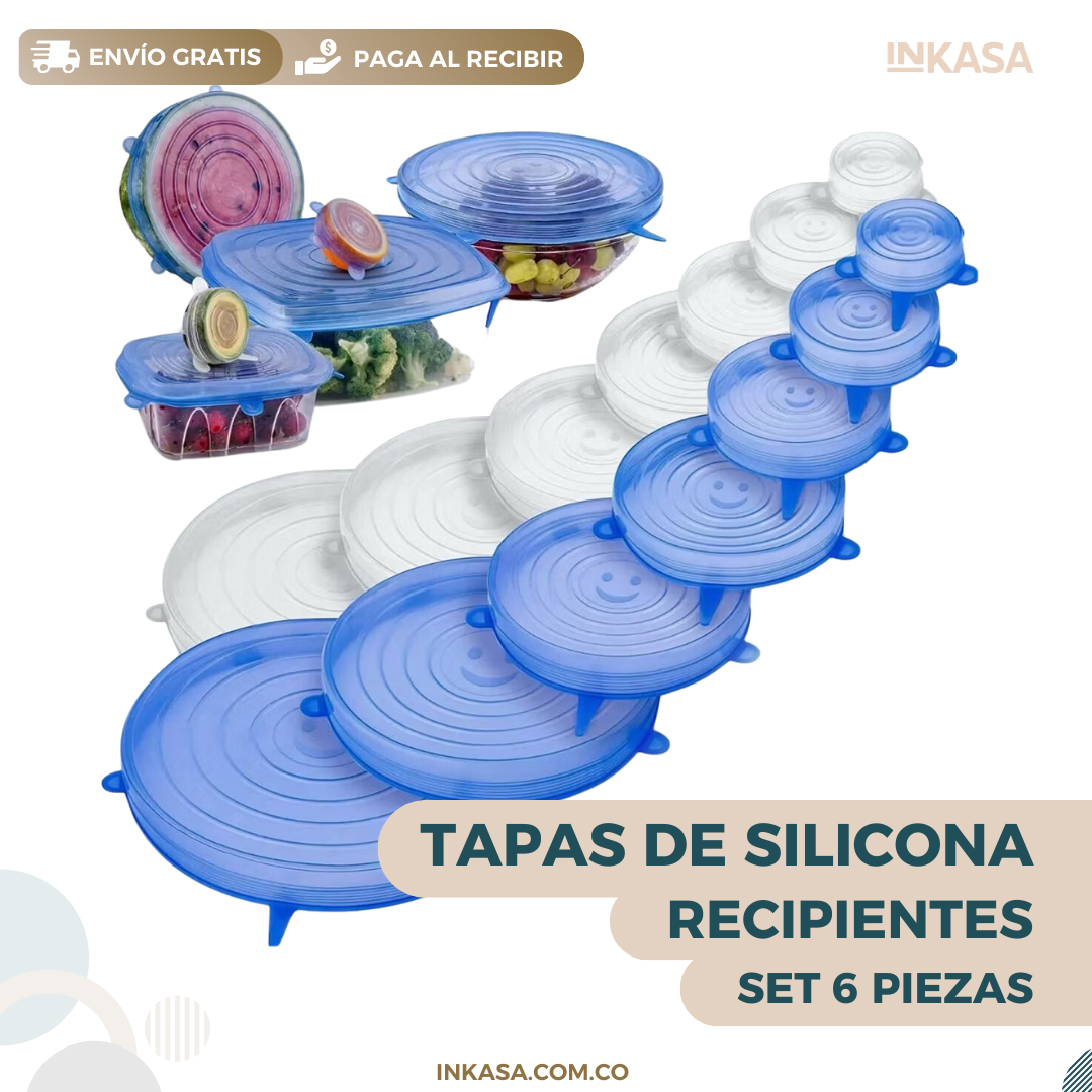 Tapas de Silicona Recipientes Set de 6 Piezas