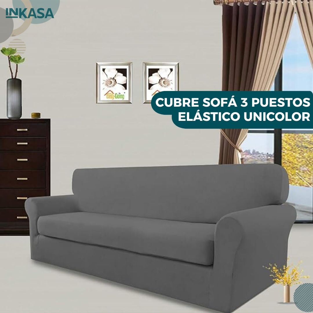 Cubre Sofá 3 puestos elástico unicolor