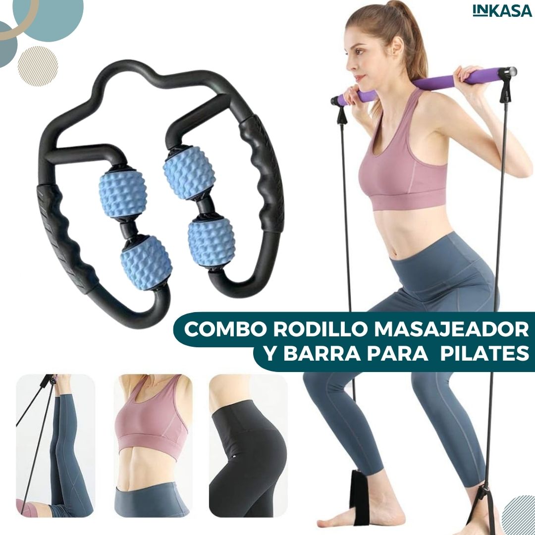 Combo rodillo masajeador y barra para pilates