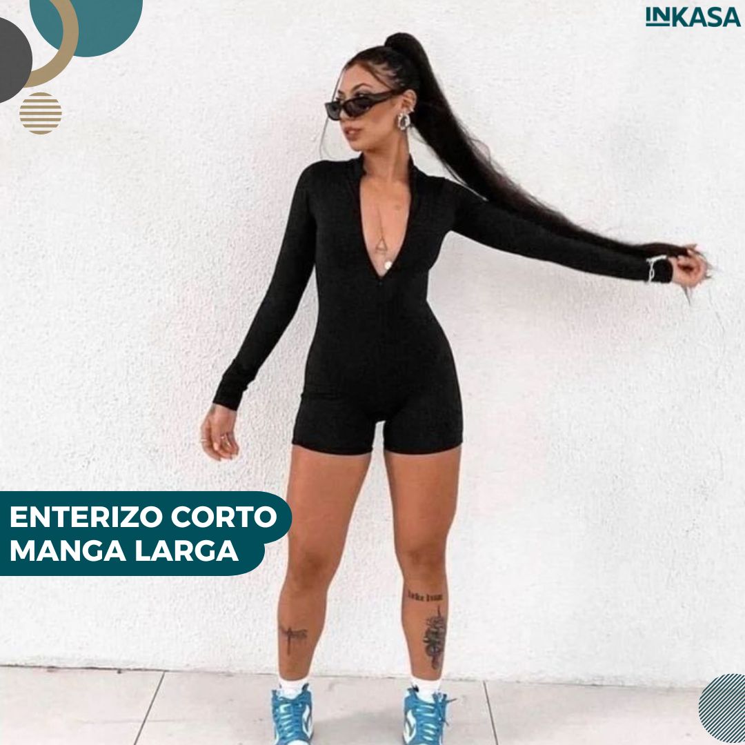 Enterizo corto manga larga