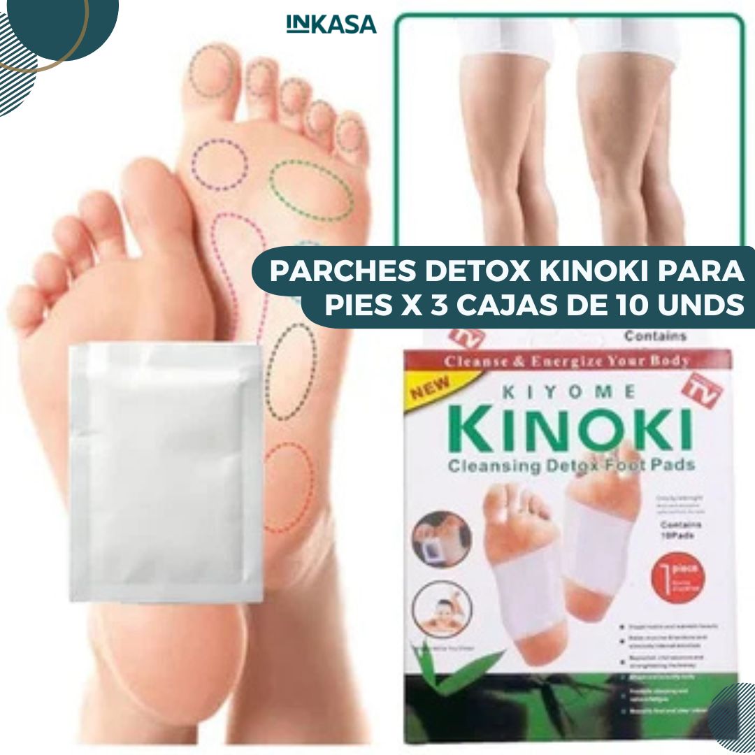 Parches detox Kinoki para pies x 3 cajas de 10 unds