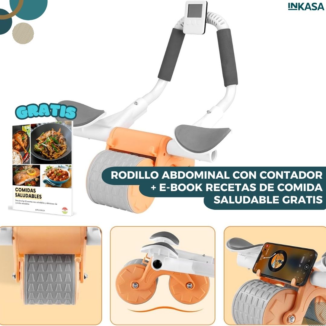 Rodillo abdominal con contador + E-book recetas de comidas saludables gratis