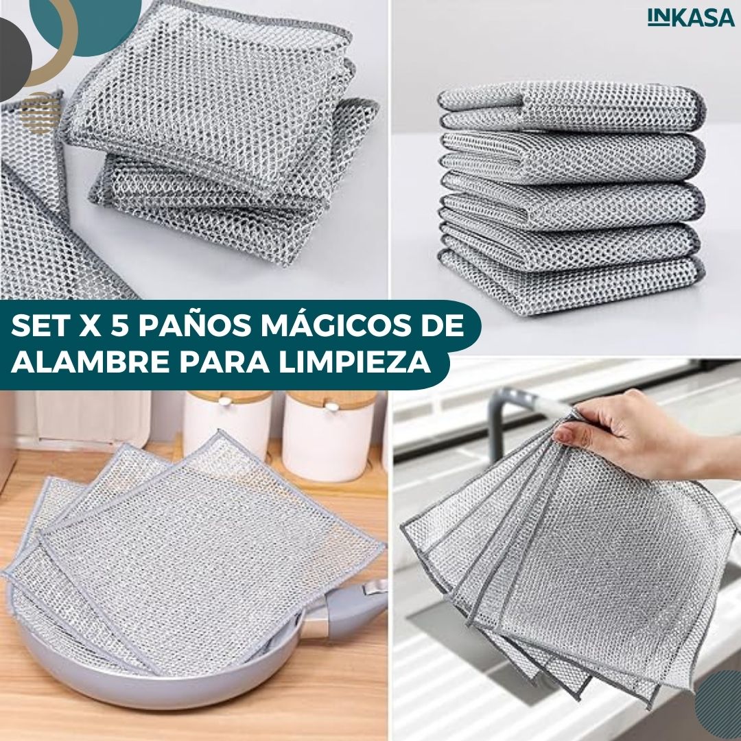 Set x 5 paños mágicos de alambre para limpieza