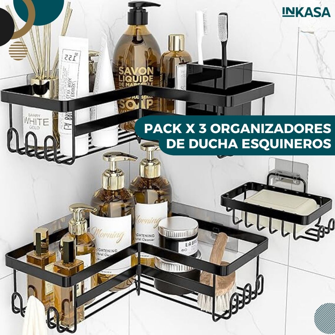Pack x 3 organizadores de ducha esquineros