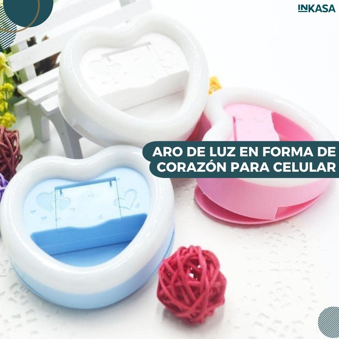 Aro de luz en forma de corazón para celular