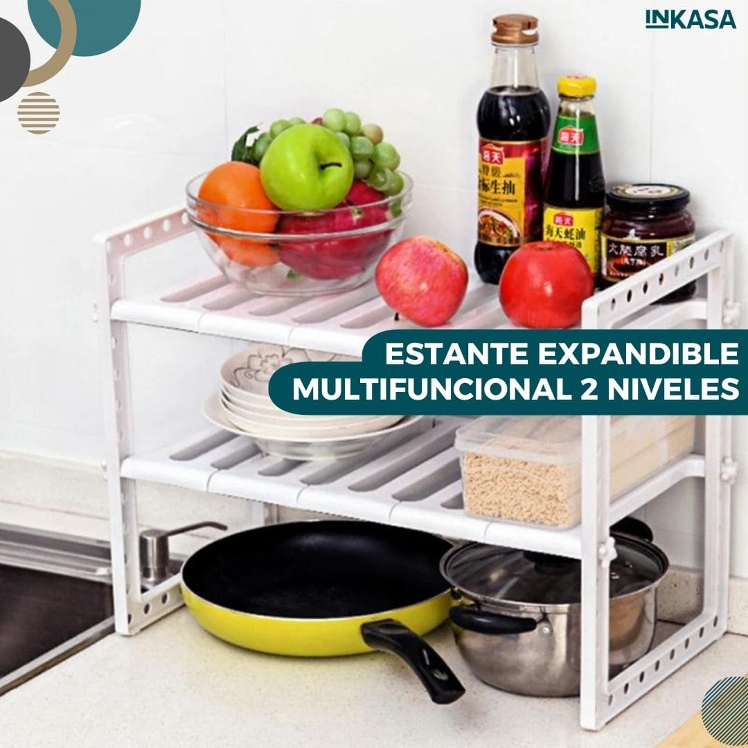 Estante expandible multifuncional 2 niveles