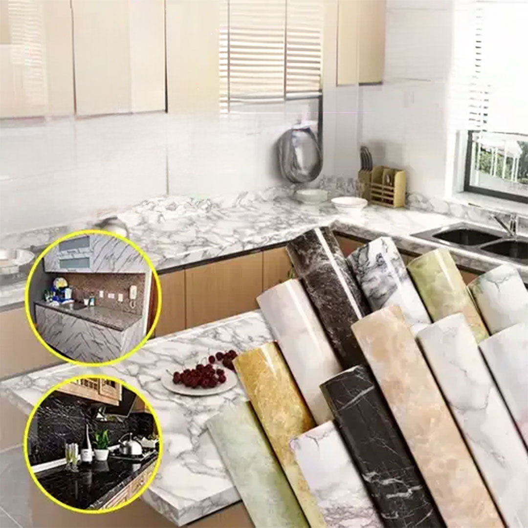PAPEL STICKER DE MARMOL: protege y modifica el aspecto de tu cocina en una PREMIUM😎🏡