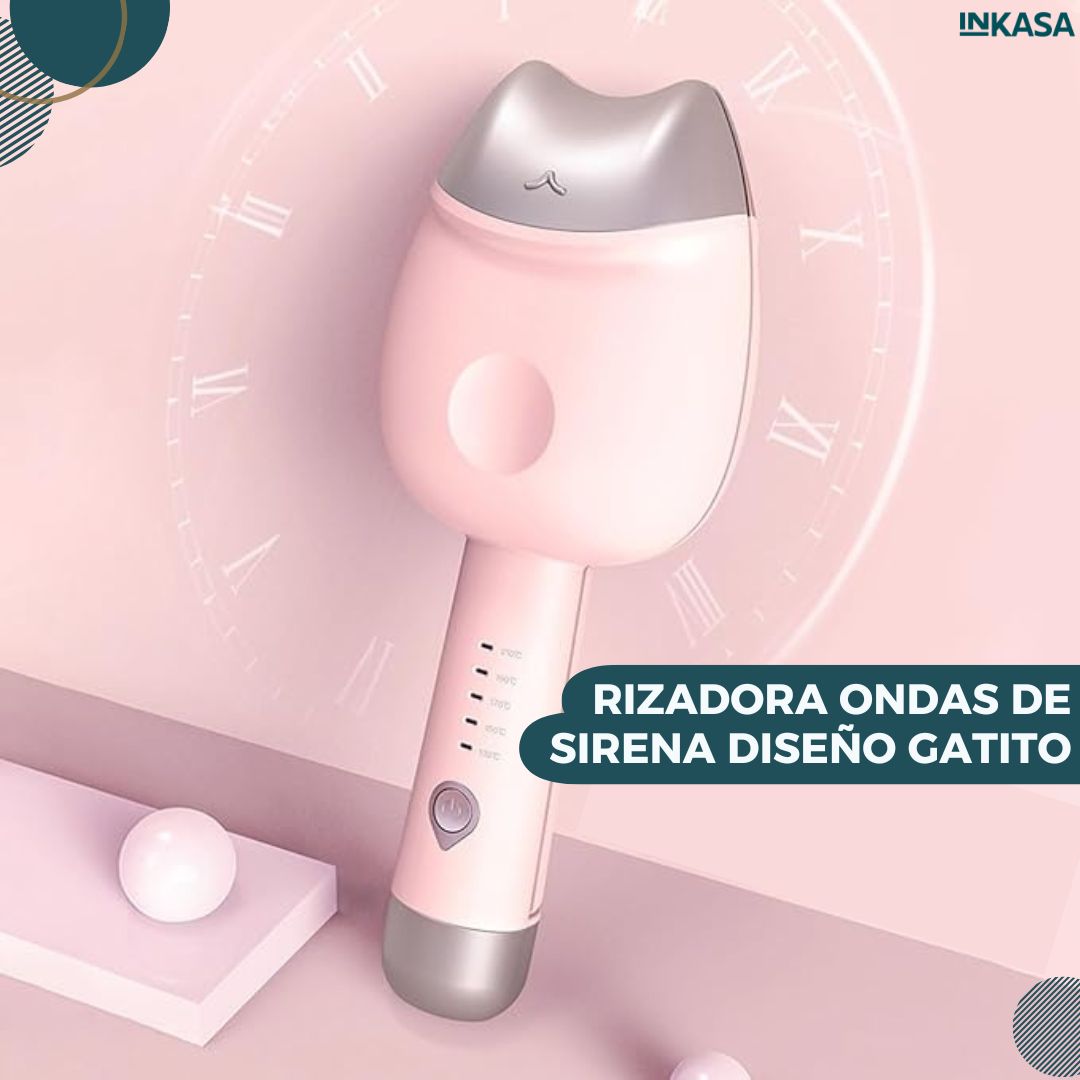 Rizadora ondas de sirena diseño gatito
