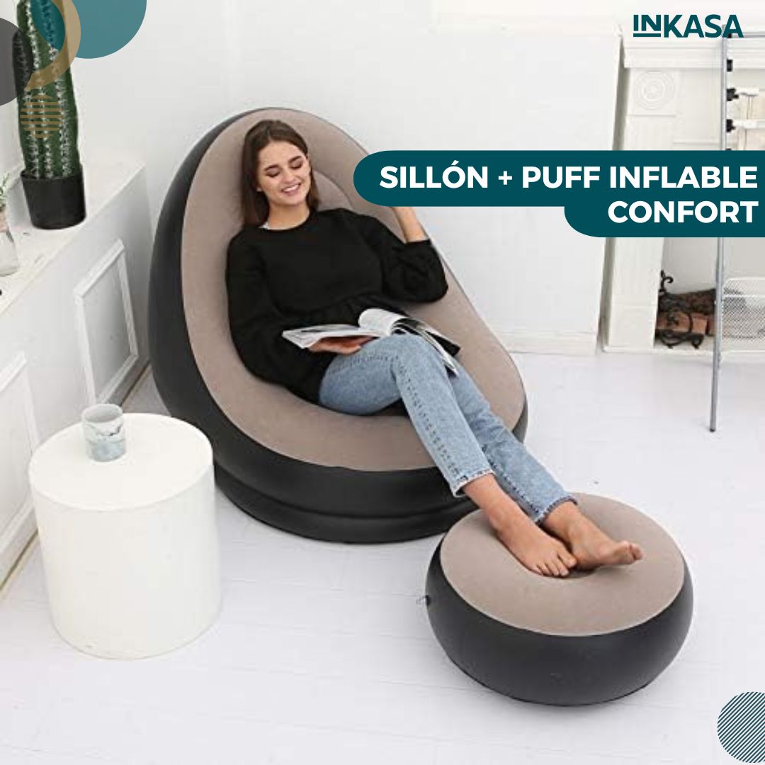 Sillón + puff inflable confort