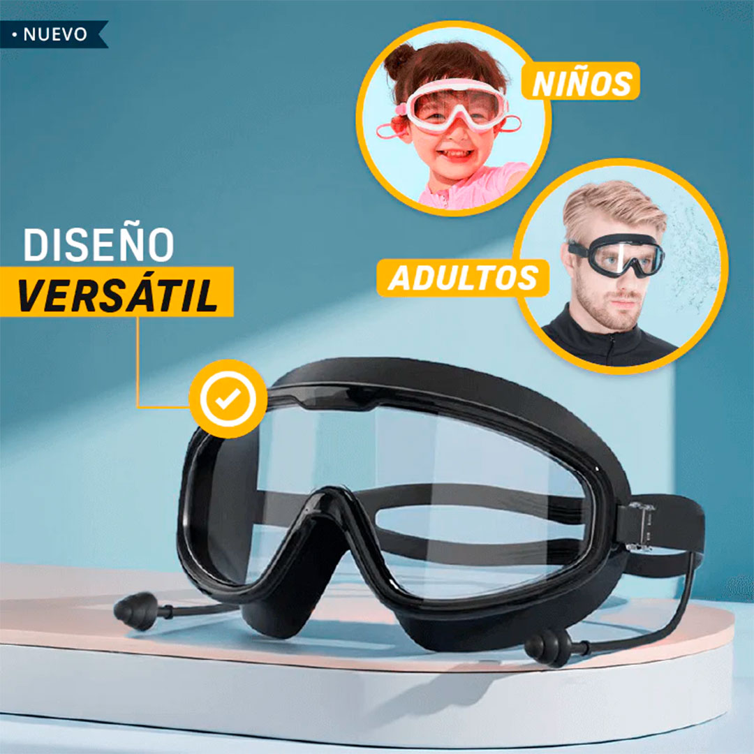 🏊♀️ Gafas de Natación con Tapones – Para Niños y Adultos | Protección Total en el Agua