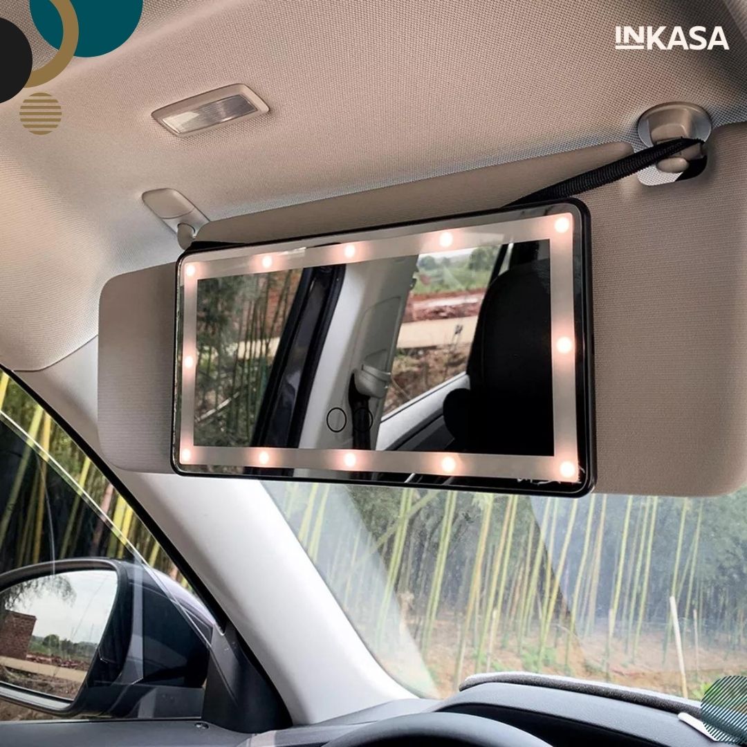 Espejo de maquillaje con luz led para carro
