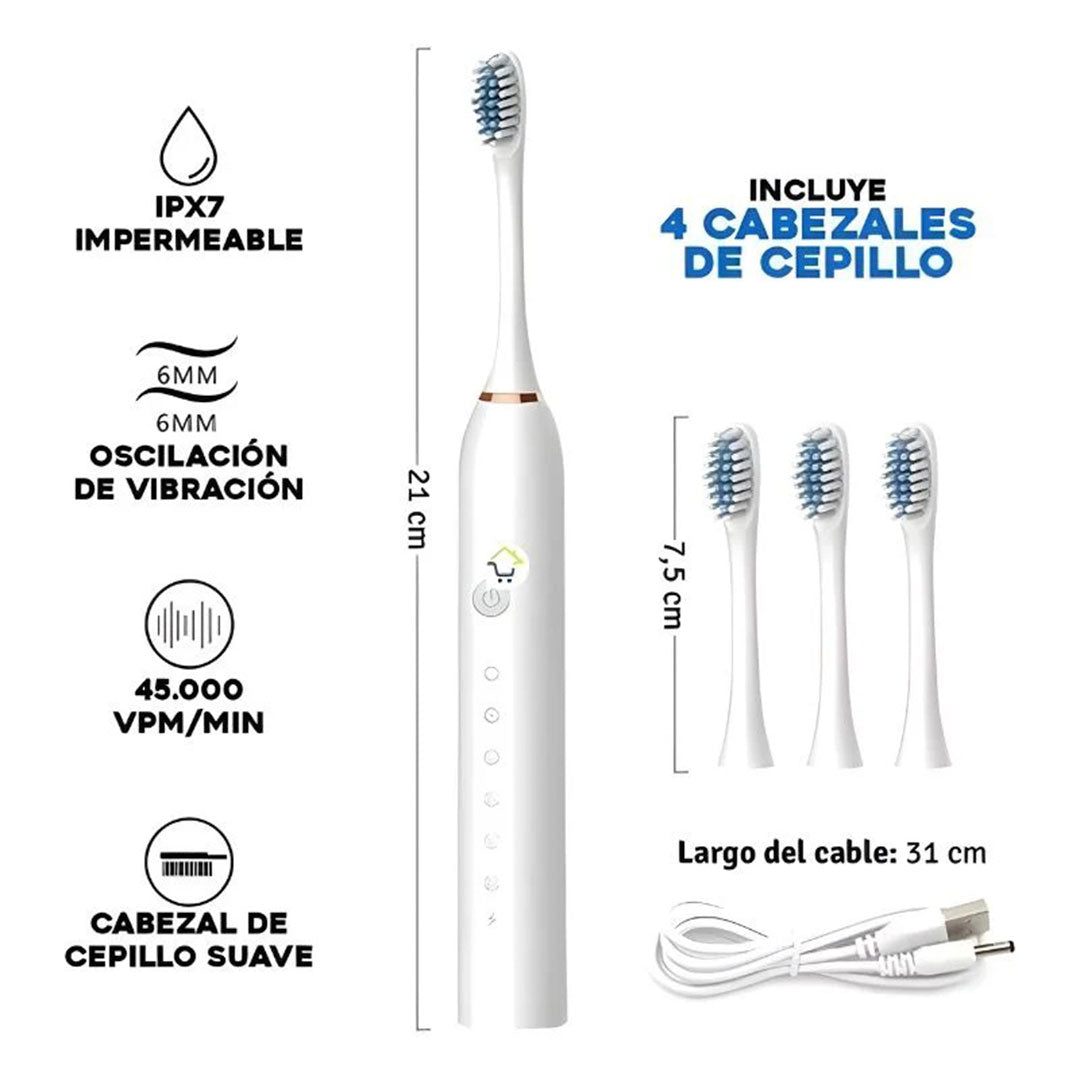 Cepillo Dental Eléctrico con 4 Repuestos: Limpieza profesional, sonrisa impecable todos los días🪥