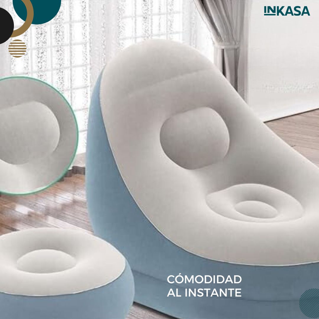 Sillón + puff inflable confort