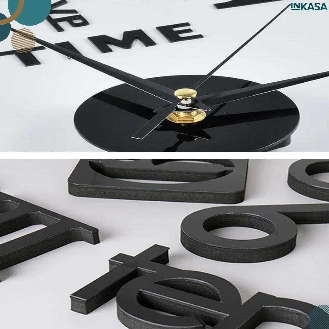 Reloj de pared 3D negro