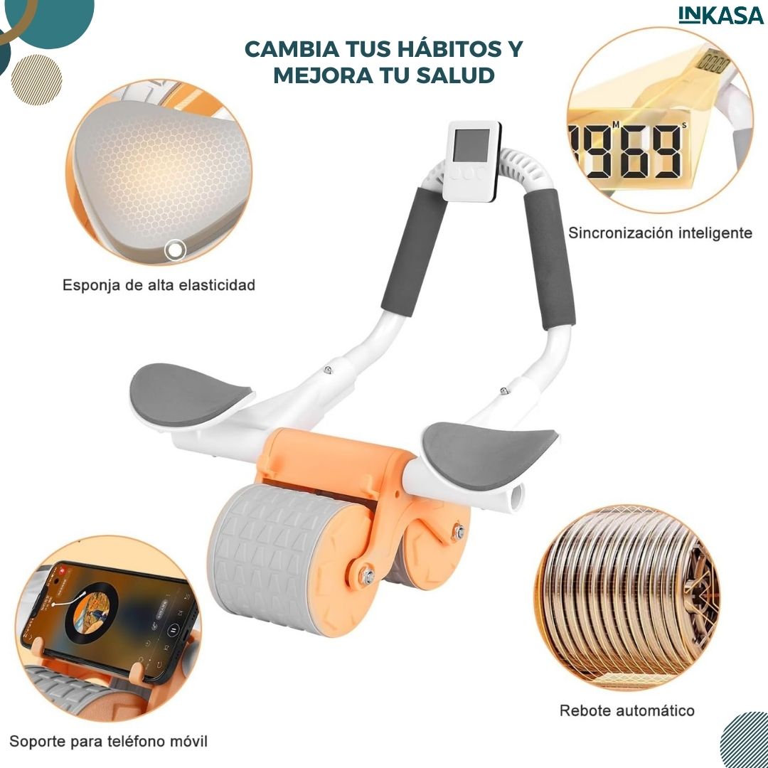 Rodillo abdominal con contador + E-book recetas de comidas saludables gratis