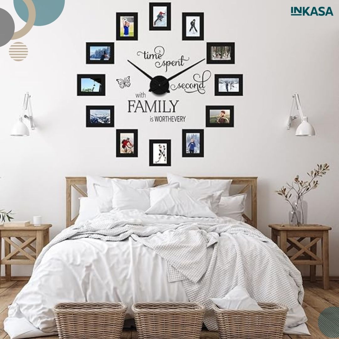 Reloj decorativo con 12 portaretartos Familiares