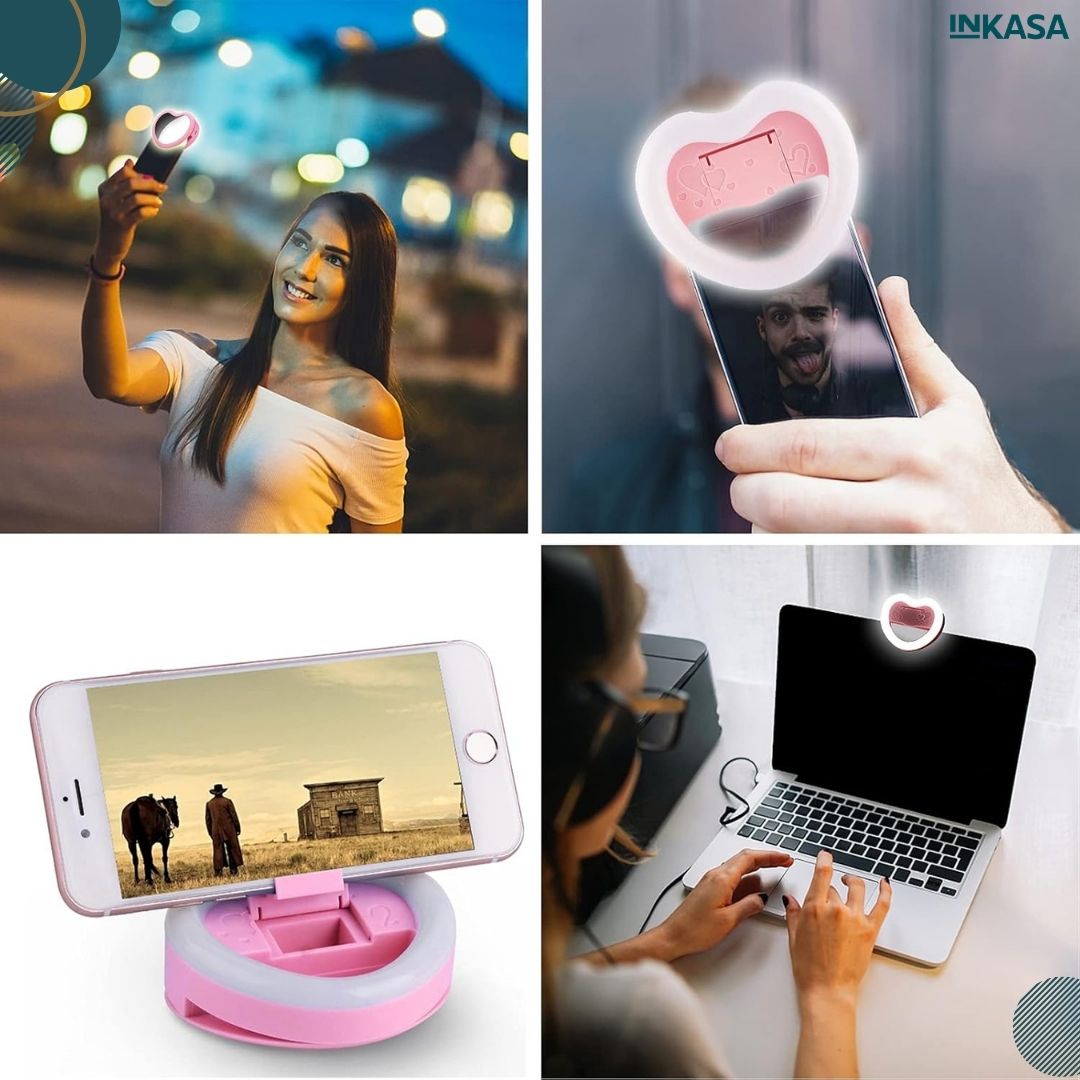 Aro de luz en forma de corazón para celular