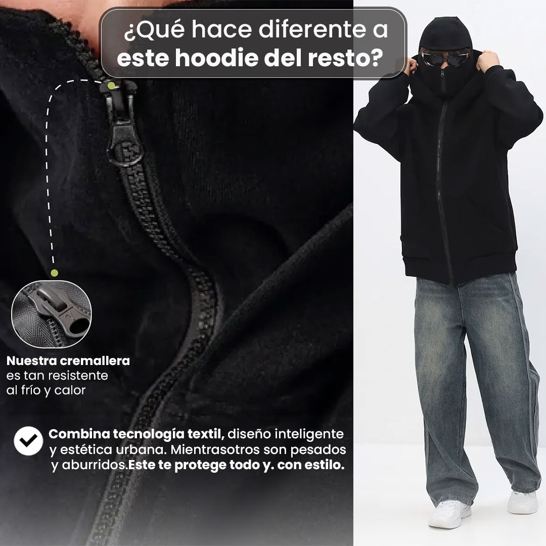 🥷Hoodie Ninja con Balaclava Integrada – Estilo, protección y actitud en una sola prenda