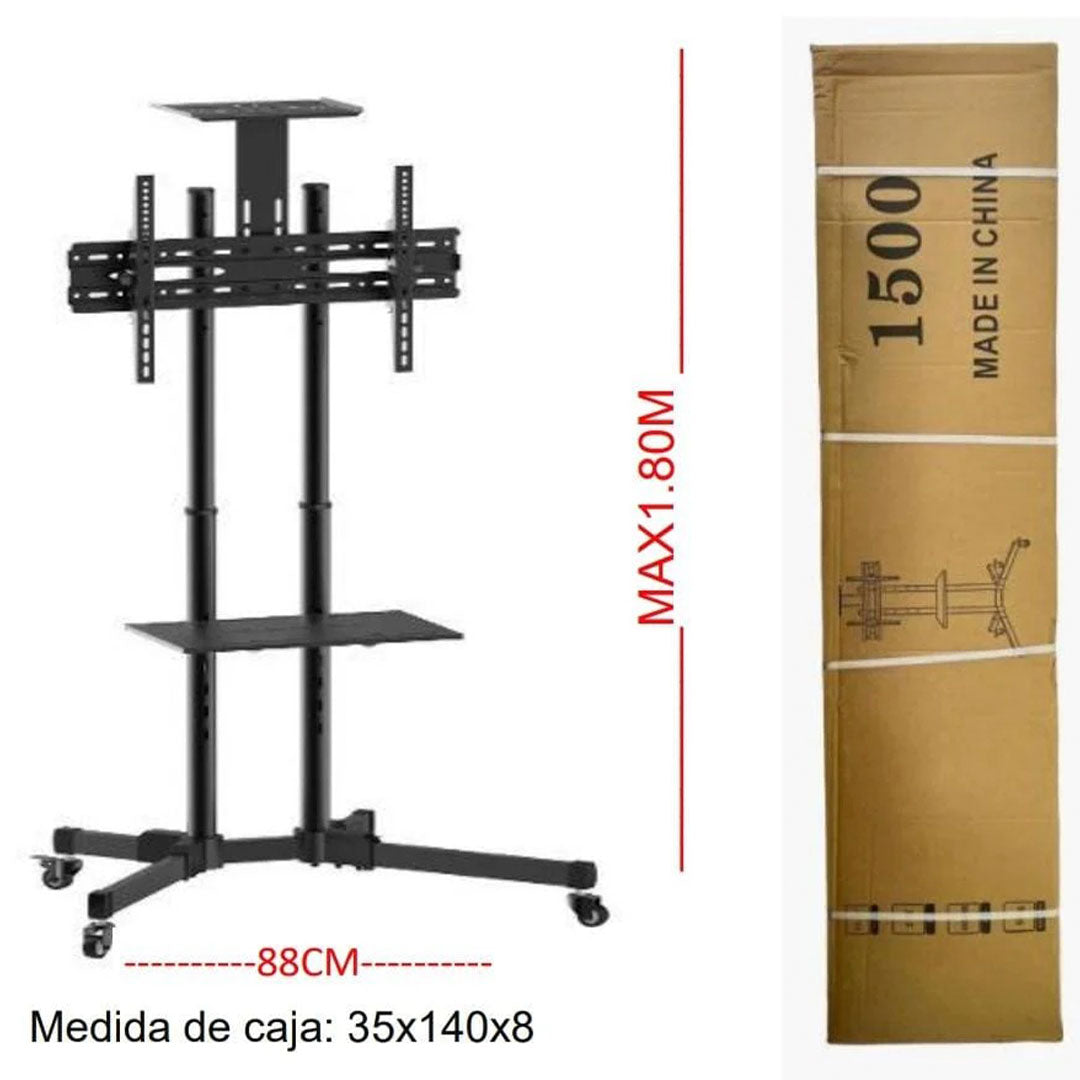 Soporte Móvil de Piso para TV 32’’– 65’’ con Ruedas y Estante📺