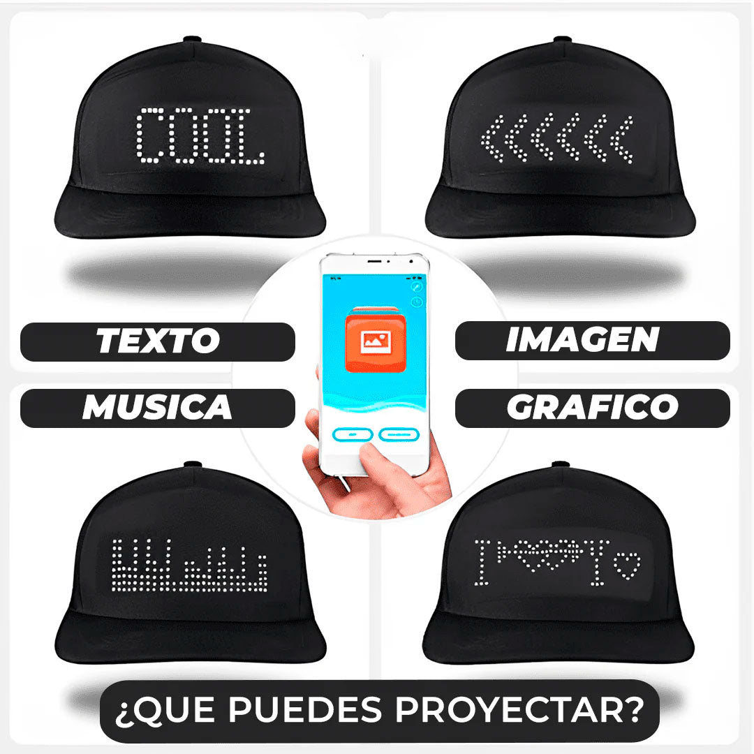 Gorra LED Programable – Mensajes Brillantes, Estilo Inconfundible🧢😎