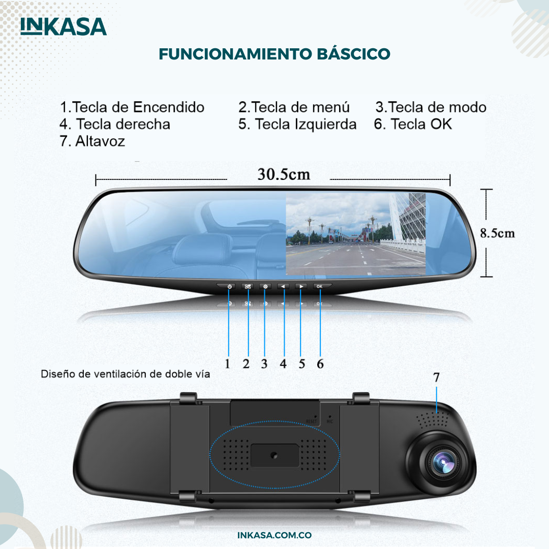 Espejo retrovisor con cámara Dual