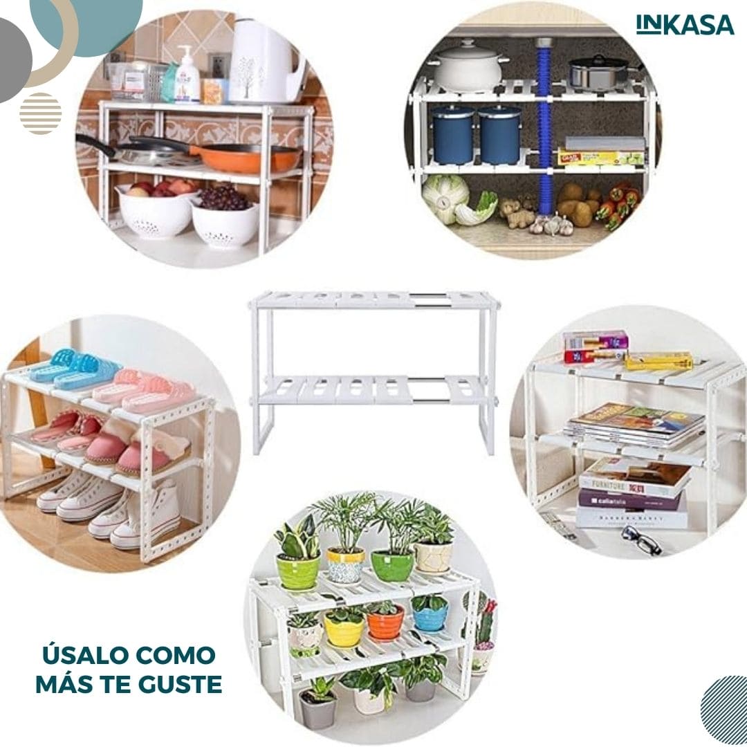 Estante expandible multifuncional 2 niveles