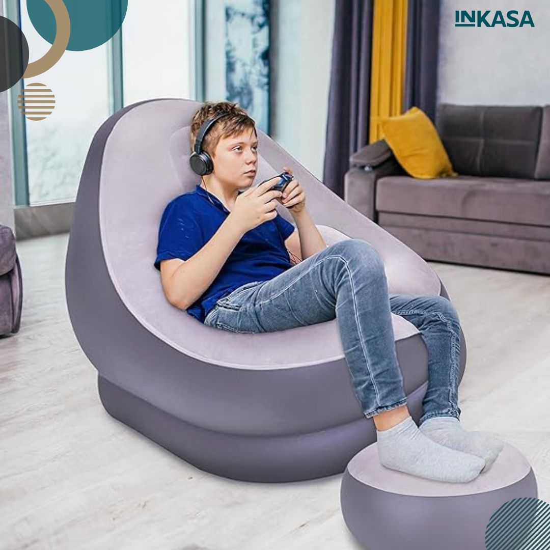 Sillón + puff inflable confort