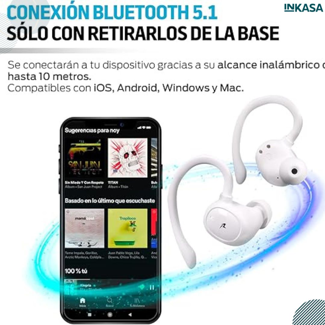 Audífonos inalámbricos para deportes color blanco
