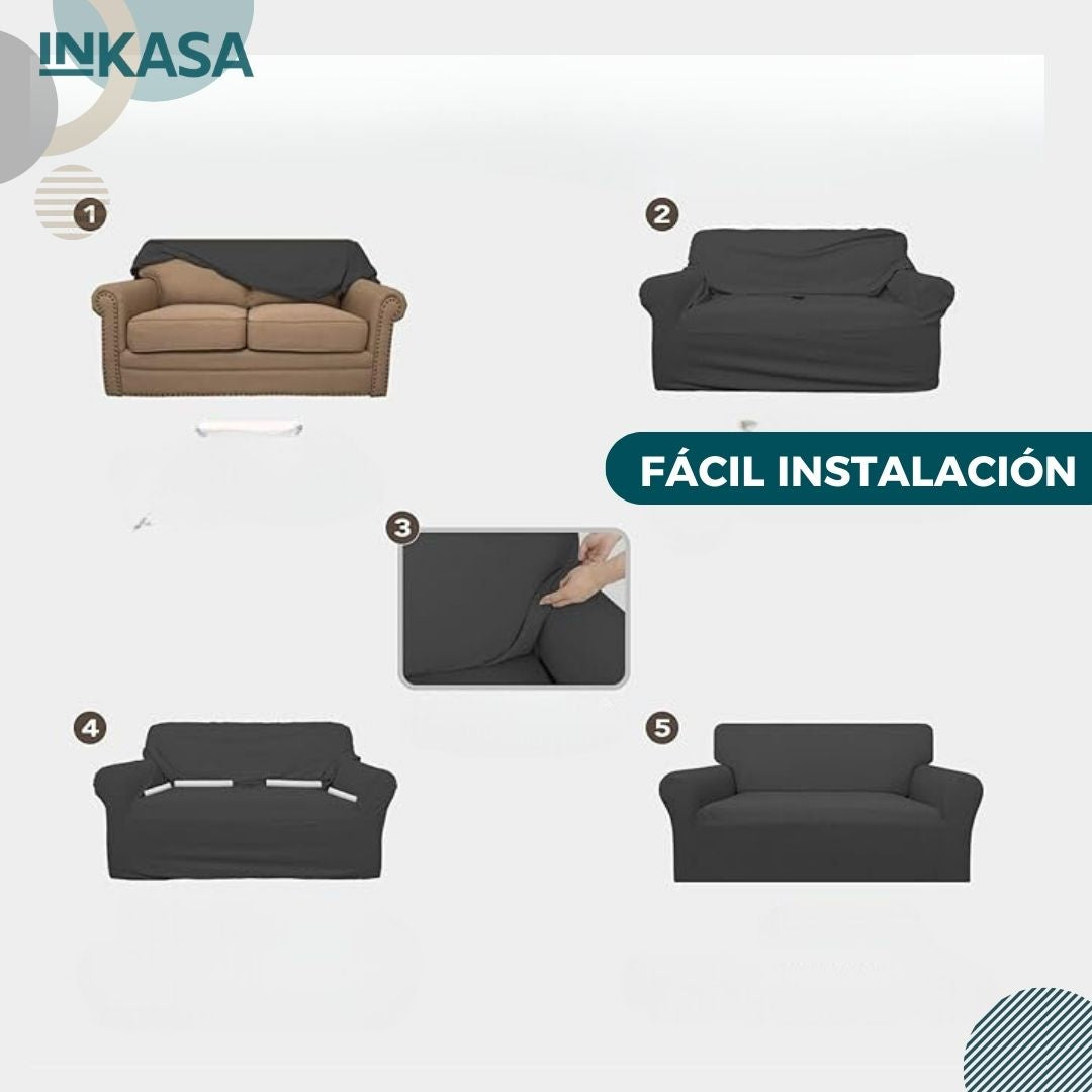 Cubre Sofá 3 puestos elástico unicolor