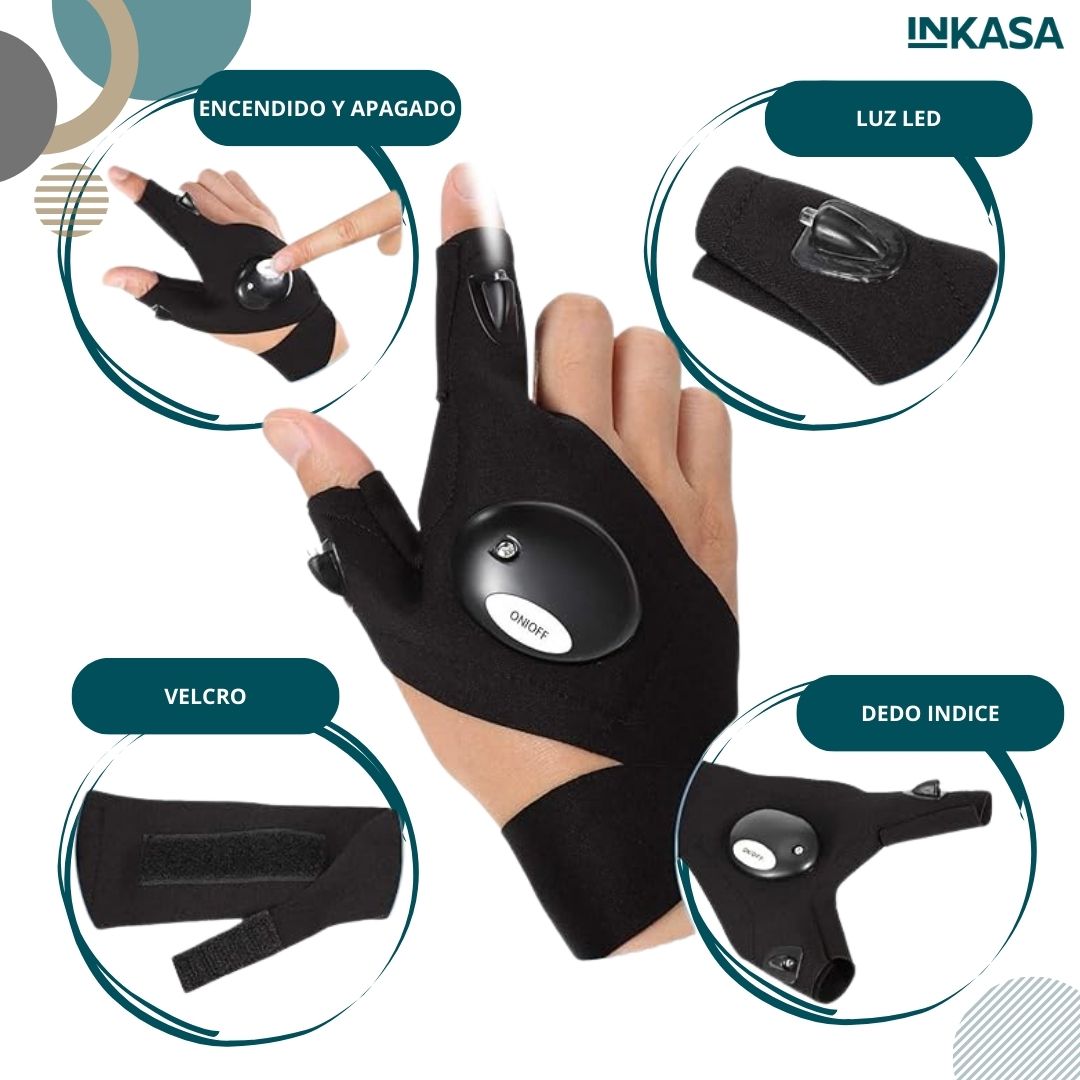 Guantes con luz led impermeables