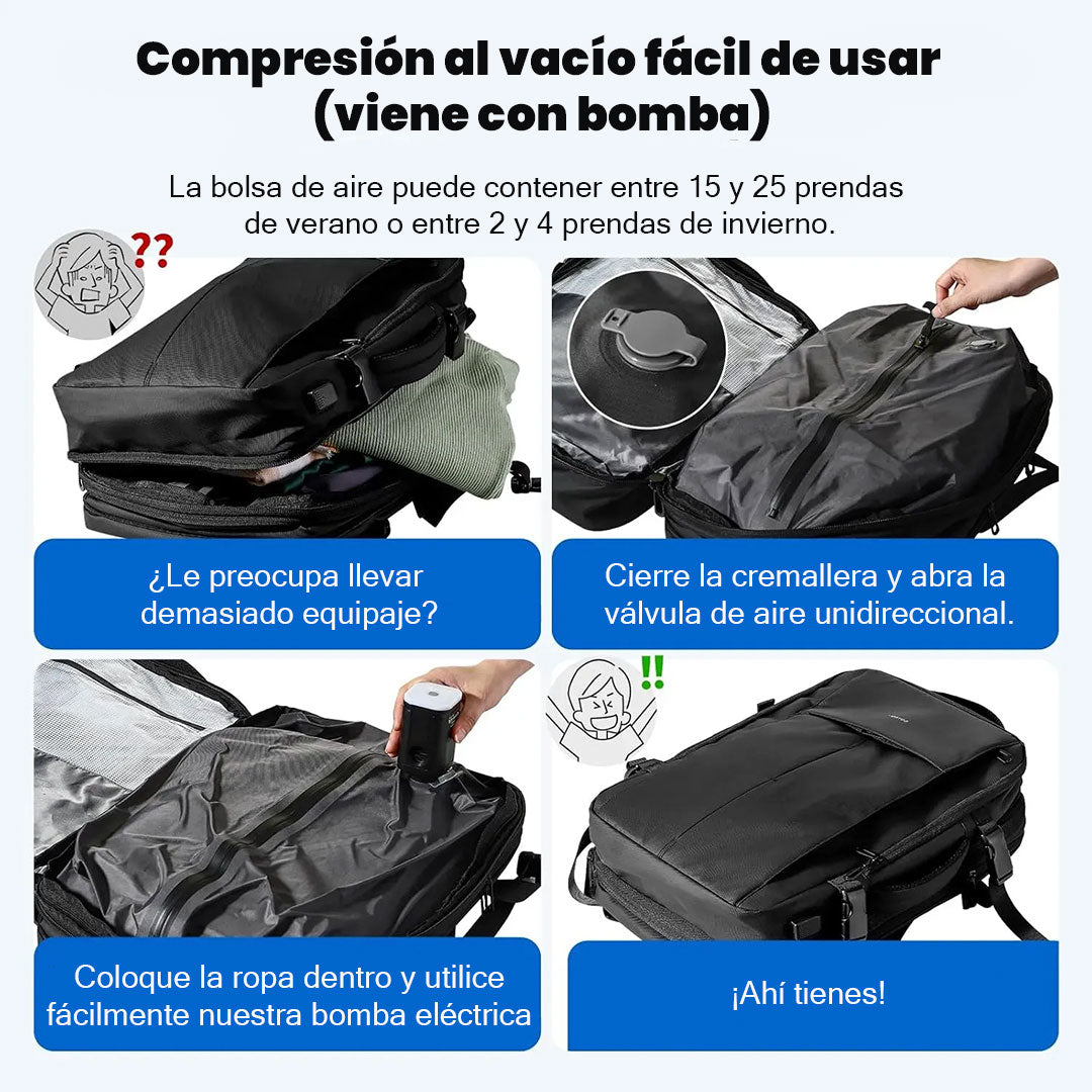 Mochila de compresión al vacío: más espacio, menos volumen 💯🔥