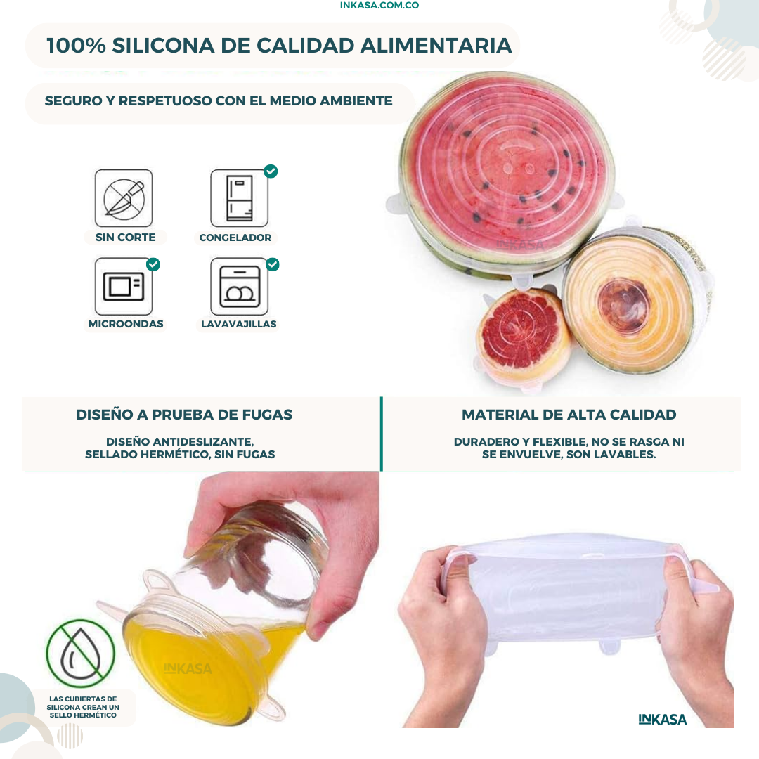 Tapas de Silicona Recipientes Set de 6 Piezas