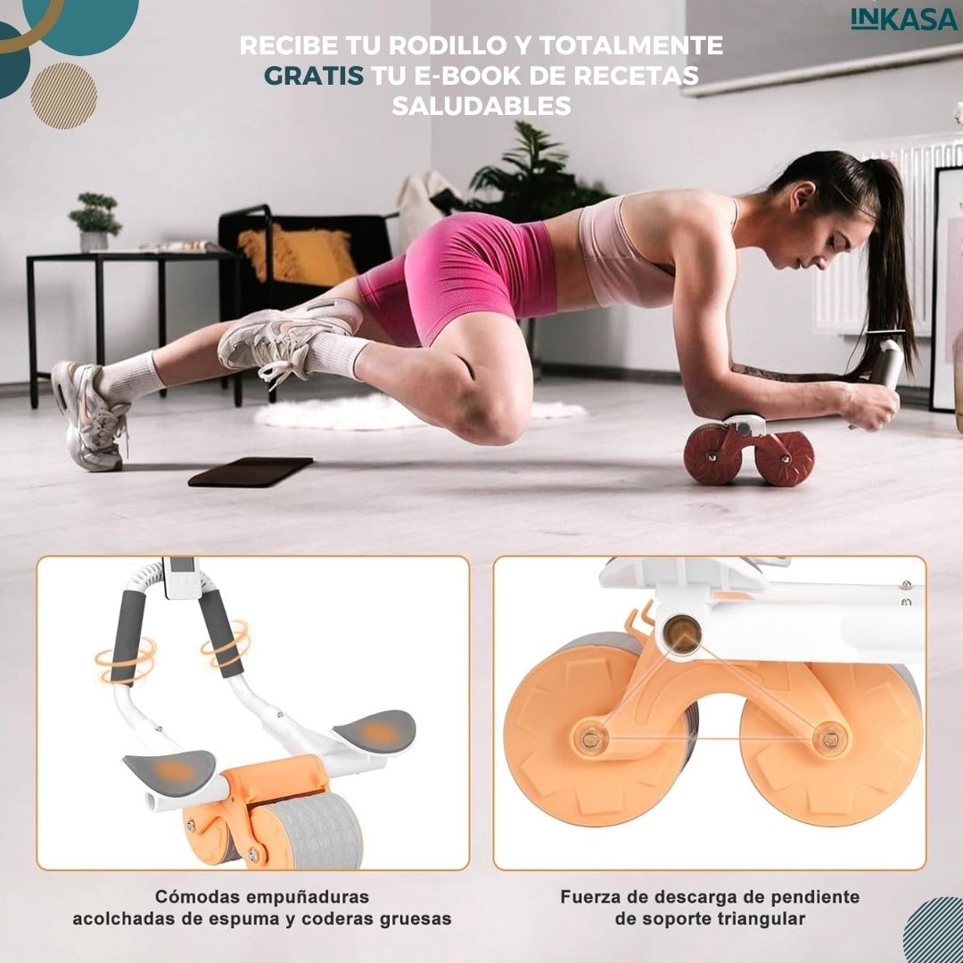 Rodillo abdominal con contador + E-book recetas de comidas saludables gratis