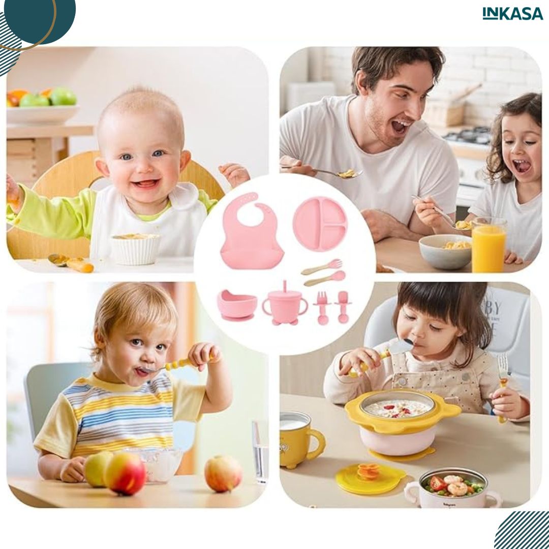 Set vajilla en silicona para bebé 5 piezas