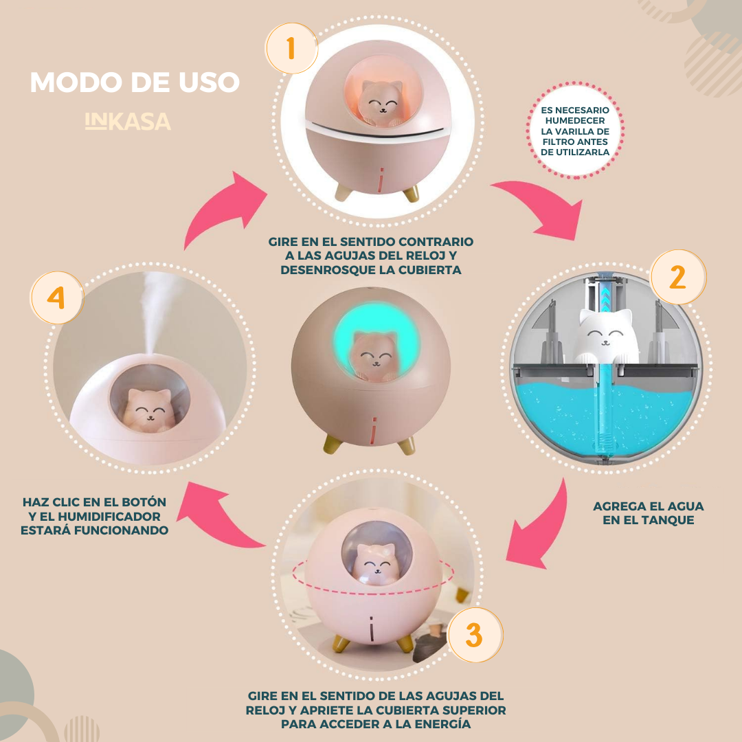 Humidificador bola de gato aromaterapia