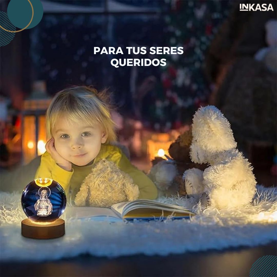 Lámpara esfera LED con temática de Jesús