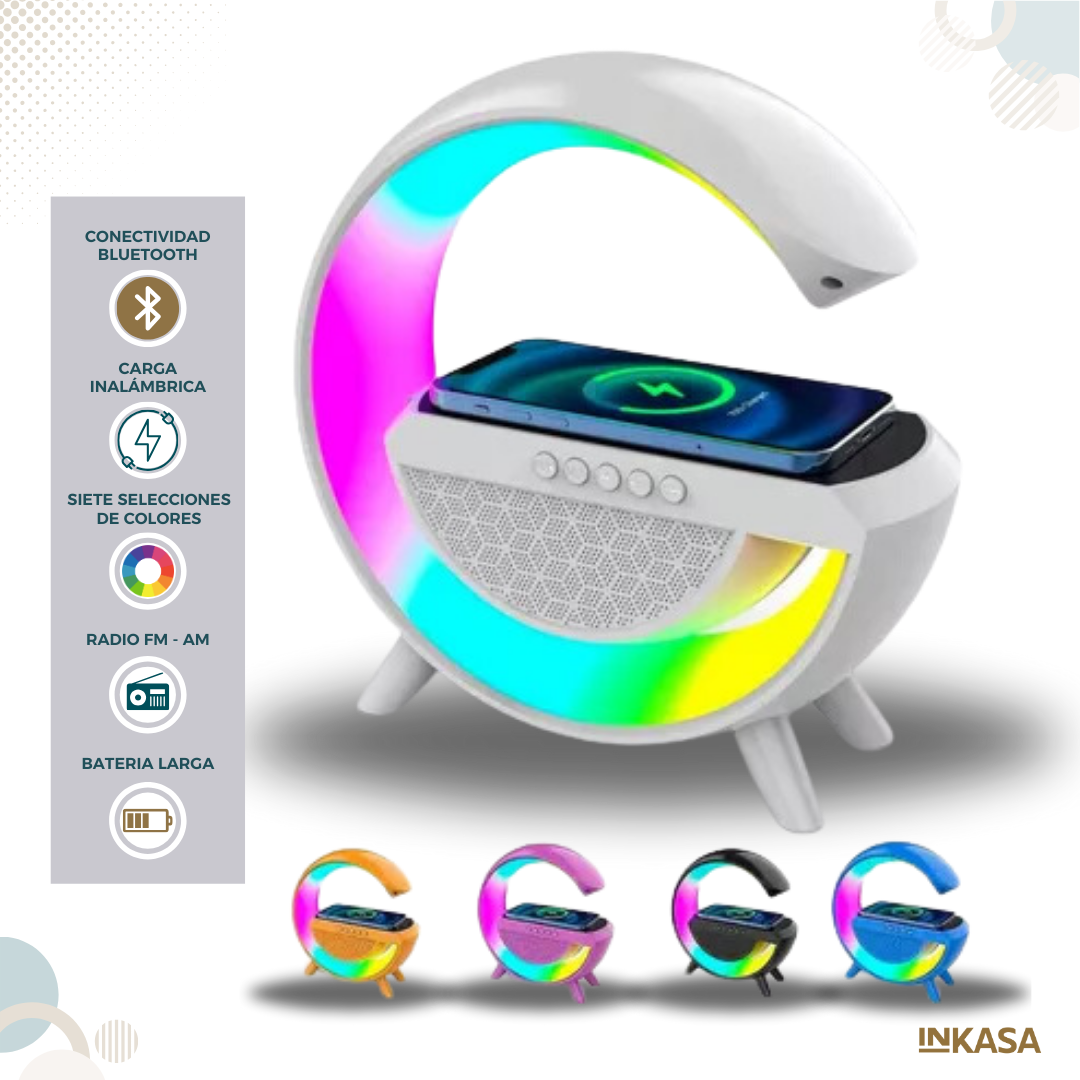 Lámpara Inteligente G: RGB, Bocina, Cargador Inalámbrico, Bluetooth
