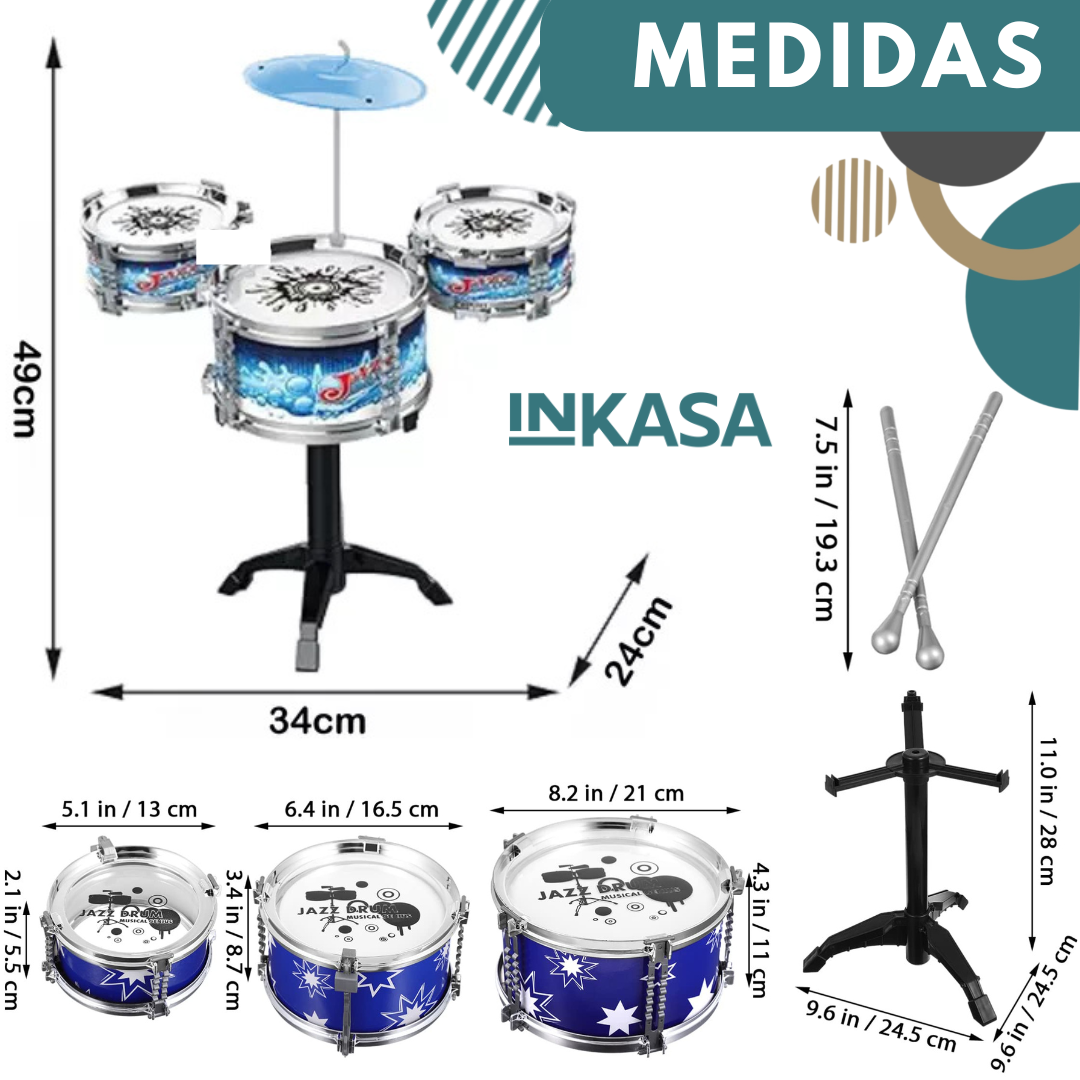 Bateria Musical Infantil 3 Tambores