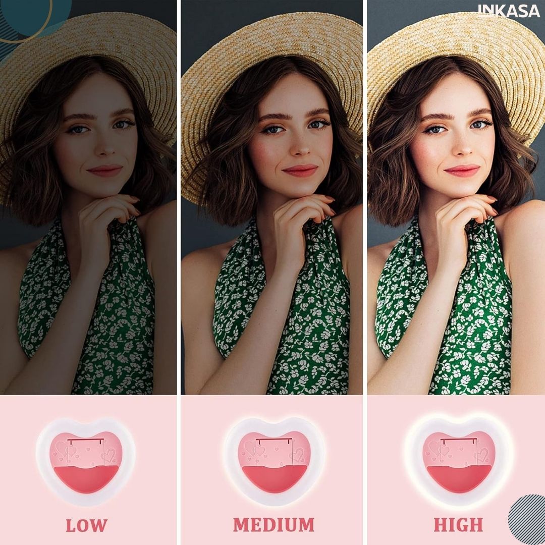 Aro de luz en forma de corazón para celular