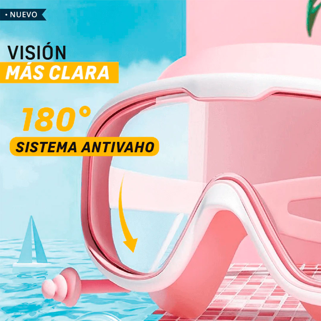 🏊♀️ Gafas de Natación con Tapones – Para Niños y Adultos | Protección Total en el Agua