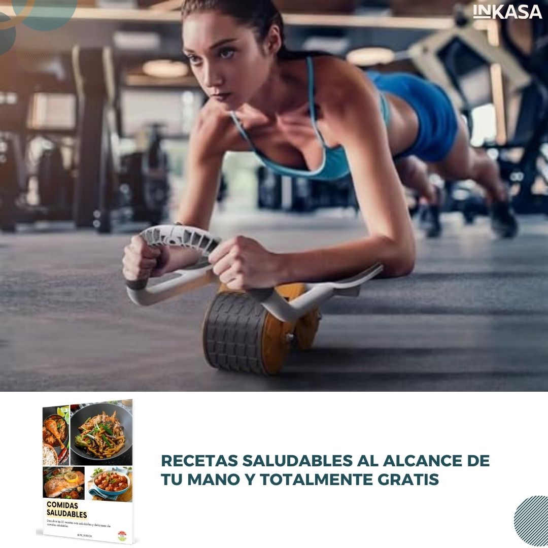 Rodillo abdominal con contador + E-book recetas de comidas saludables gratis