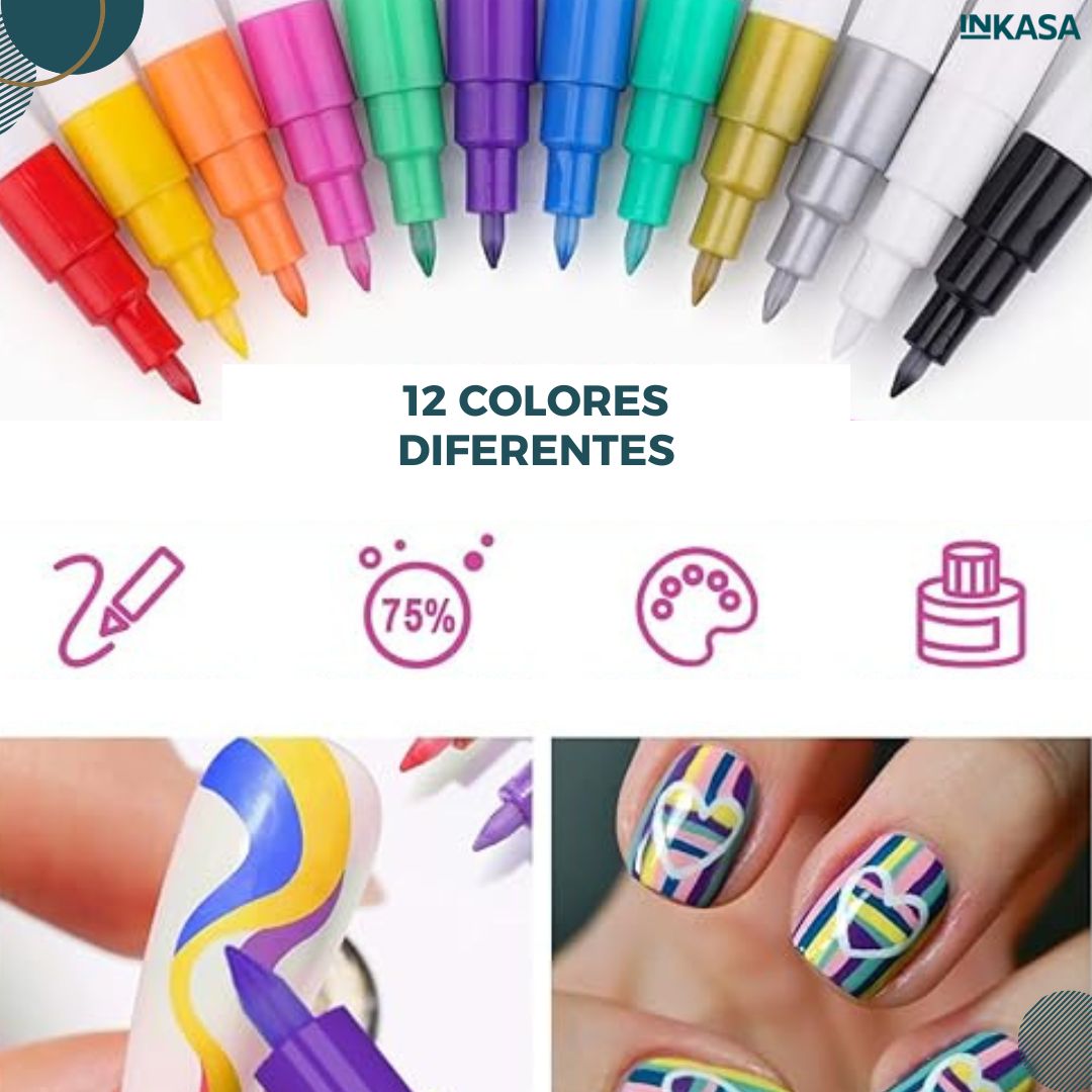 Nail art marcador para uñas x 12 unds